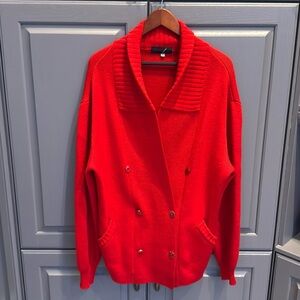 Brioni Roma Red Vintage Polo 100% Lana (Wool) Cardigan